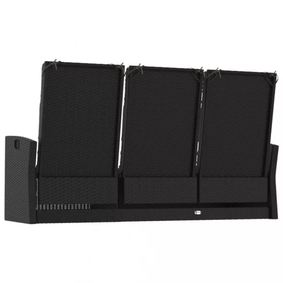 fekete polyrattan dönthető kerti pad párnával 173 cm