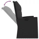 fekete polyrattan dönthető kerti pad párnával 173 cm