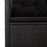fekete polyrattan dönthető kerti pad párnával 173 cm