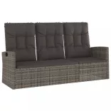 szürke polyrattan dönthető kerti pad párnával 173 cm