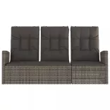 szürke polyrattan dönthető kerti pad párnával 173 cm
