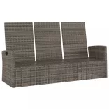 szürke polyrattan dönthető kerti pad párnával 173 cm