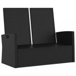 fekete polyrattan dönthető kerti pad párnával 118 cm