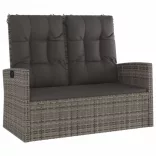 szürke polyrattan dönthető kerti pad párnákkal 118 cm