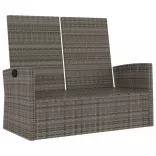 szürke polyrattan dönthető kerti pad párnákkal 118 cm