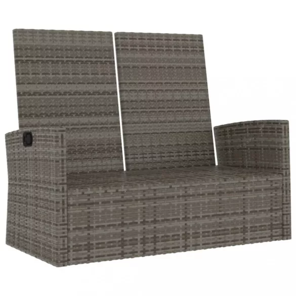 szürke polyrattan dönthető kerti pad párnákkal 118 cm