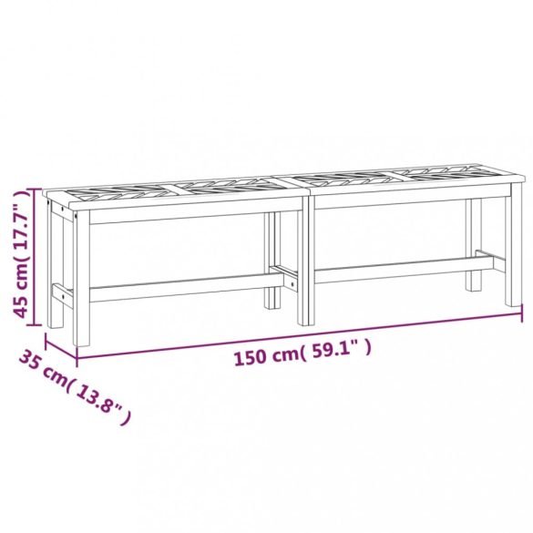 tömör akácfa kerti pad 150 cm