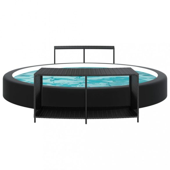 2 db fekete polyrattan tárolópolc