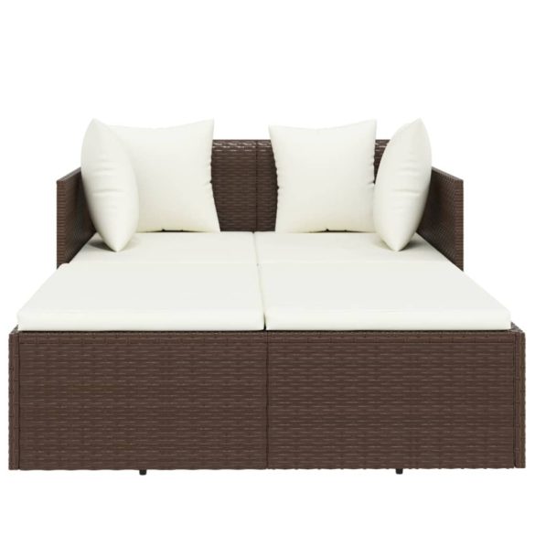 barna polyrattan napozóágy párnával 182 x 118 x 63 cm