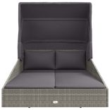 szürke polyrattan napágy összecsukható tetővel 200x114x128 cm