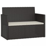 fekete polyrattan kerti pad párnákkal 105 cm