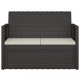 fekete polyrattan kerti pad párnákkal 105 cm