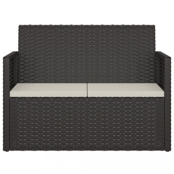 fekete polyrattan kerti pad párnákkal 105 cm