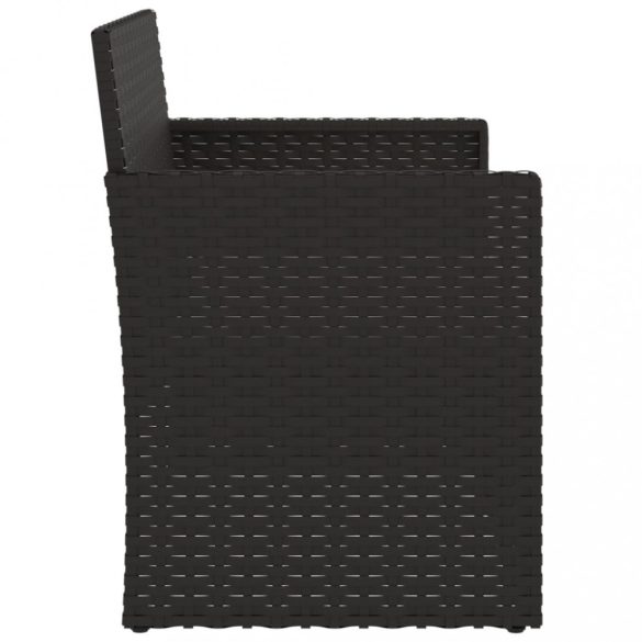 fekete polyrattan kerti pad párnákkal 105 cm