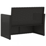 fekete polyrattan kerti pad párnákkal 105 cm