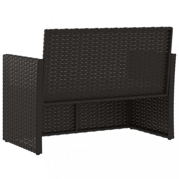fekete polyrattan kerti pad párnákkal 105 cm