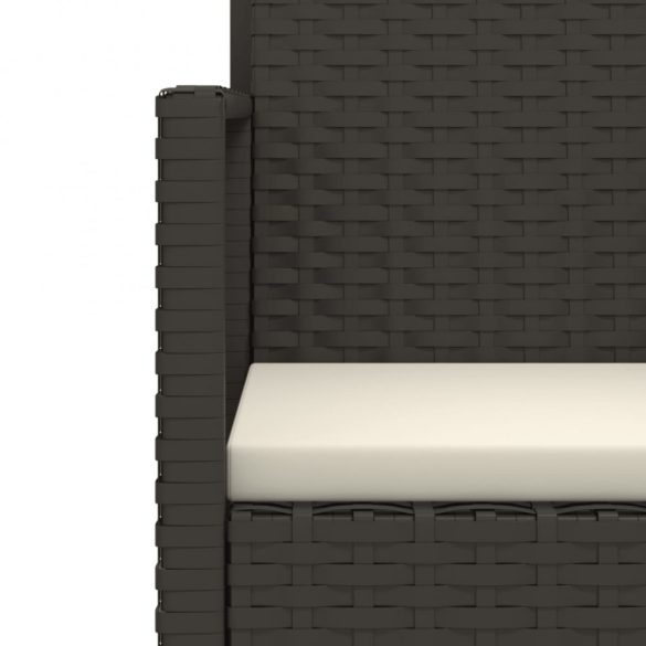 fekete polyrattan kerti pad párnákkal 105 cm