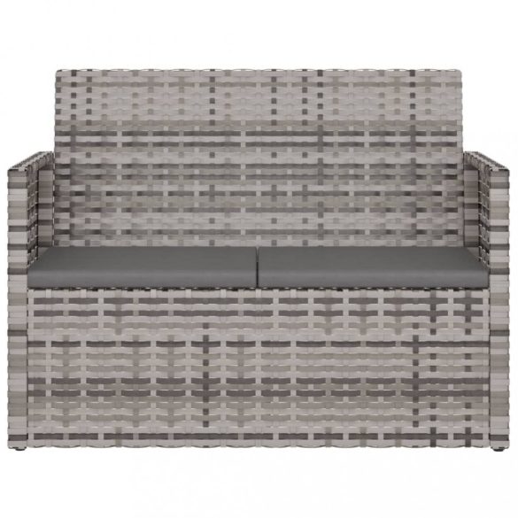szürke polyrattan kerti pad párnákkal 105 cm