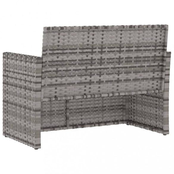 szürke polyrattan kerti pad párnákkal 105 cm