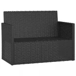 fekete polyrattan kerti pad párnákkal 105 cm