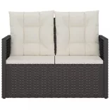 fekete polyrattan kerti pad párnákkal 105 cm
