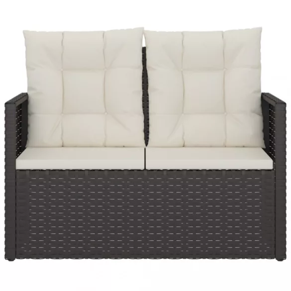 fekete polyrattan kerti pad párnákkal 105 cm