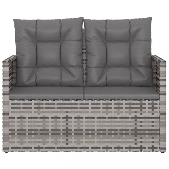 szürke polyrattan kerti pad párnákkal 105 cm
