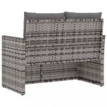 szürke polyrattan kerti pad párnákkal 105 cm