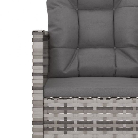 szürke polyrattan kerti pad párnákkal 105 cm