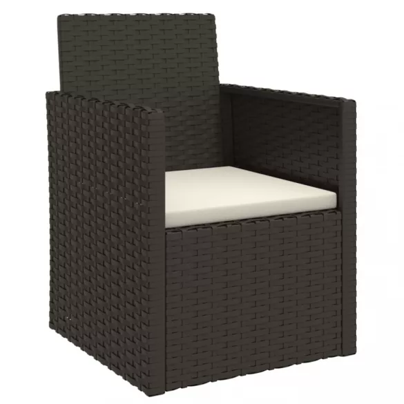 fekete polyrattan kerti fotel párnával