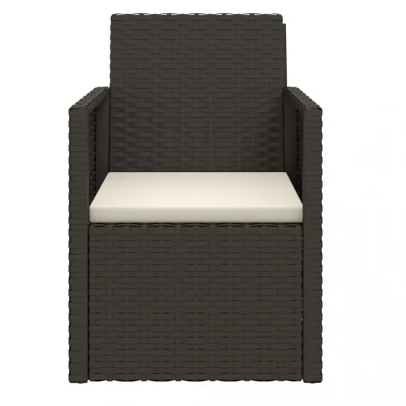 fekete polyrattan kerti fotel párnával