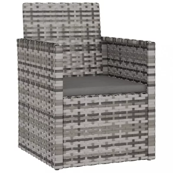 szürke polyrattan kerti fotel párnával