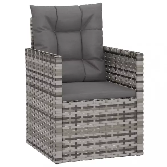 szürke polyrattan kerti fotel párnákkal