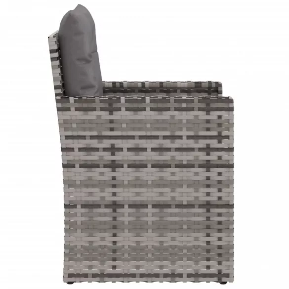 szürke polyrattan kerti fotel párnákkal