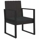 fekete polyrattan kerti fotel párnával