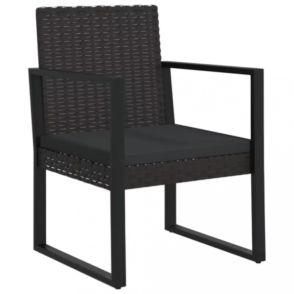fekete polyrattan kerti fotel párnával