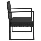 fekete polyrattan kerti fotel párnával