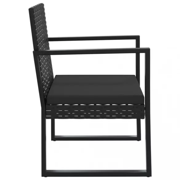 fekete polyrattan kerti fotel párnával