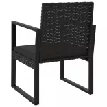 fekete polyrattan kerti fotel párnával