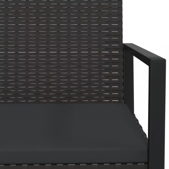 fekete polyrattan kerti fotel párnával