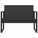 fekete polyrattan kerti pad párnákkal 106 cm