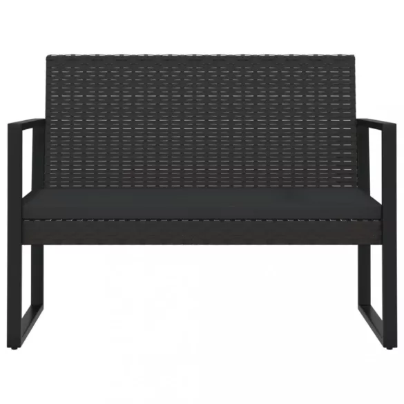 fekete polyrattan kerti pad párnákkal 106 cm