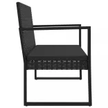 fekete polyrattan kerti pad párnákkal 106 cm