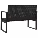 fekete polyrattan kerti pad párnákkal 106 cm