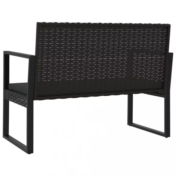 fekete polyrattan kerti pad párnákkal 106 cm