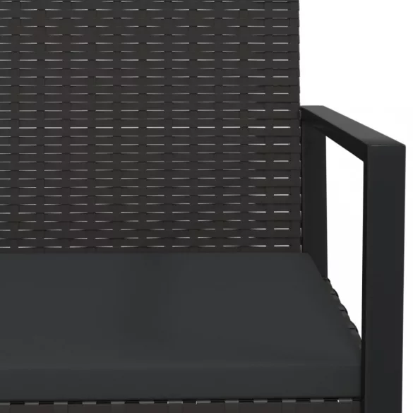 fekete polyrattan kerti pad párnákkal 106 cm