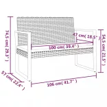 fekete polyrattan kerti pad párnákkal 106 cm