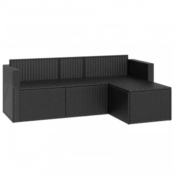 fekete polyrattan kerti ülőgarnitúra