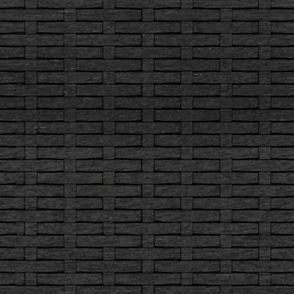 2 db fekete polyrattan kerti középső kanapé párnákkal