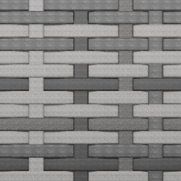 2 db szürke polyrattan kerti középső kanapé párnákkal